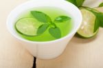 Mint Infusion Tea Tisane With Lime Stock Photo