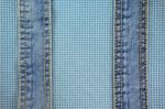 Jeans With Stitch On Blue Dot Cloth Stock Photo