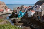 High Angle View Of Staithes Stock Photo