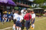 Bangkok, Thailand - Nov 2016: In The Nov 23, 2016. Youth Soccer Match, In Pieamsuwan Elementary School Stock Photo