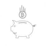 Cryptocurrency Bitcoin Piggy Bank Thin Line Flat Design Icon Vec Stock Photo