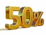 3d Gold 50 Fifty Percent Sign Stock Photo