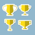 Trophy Cup Icon Set Stock Photo