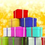 Multicolored Giftboxes Stacked Stock Photo