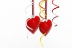 Two Love Heart Hanging Stock Photo