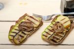 Grilled Vegetables On Bread Stock Photo