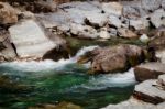 Mcdonald Creek In Glacier National Park Stock Photo