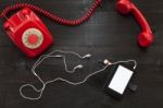 Vintage Telephone Vs Smartphone Stock Photo