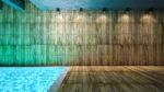 Room Interior Wooden And Pool Stock Photo