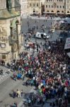 People Waiting For The Astronomical Clock In Prague Stock Photo