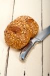 Organic Bread Over Rustic Table Stock Photo