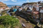 High Angle View Of Staithes Stock Photo