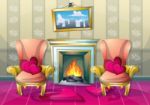 Cartoon  Illustration Interior Valentine Room With Separated Layers Stock Photo