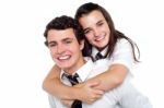 School Friends Hugging Stock Photo