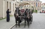 Horses And Carriage In Weimar Stock Photo