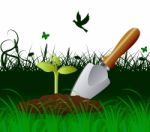 Gardening Trowel Indicates Cultivate Tool And Spade Stock Photo