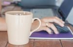 Coffee Mug In Coffee Shop Stock Photo