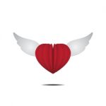 Heart With Wings Love Flat Design Icon  Illustration Stock Photo