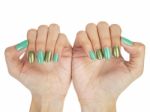 Women Hands With Nail Manicure Stock Photo