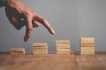 Hand Liken Business Person Jump A Toy Staircase To Success, Busi Stock Photo