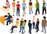 People  Flat Design Isolated On White Background Stock Photo