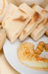 Hummus With Pita Bread Stock Photo