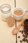 Espresso Coffee And Beans Stock Photo