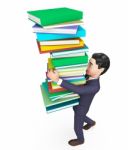 Businessman Carrying Books Represents Trade Corporate And Studying Stock Photo