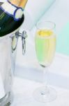 Champagne And Jacuzzi Spa Stock Photo