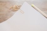 Simple Office Desk With Necessary Tool Stock Photo