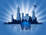 Business People Shows Metropolis Downtown And Businesspeople Stock Photo