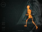 3d Illustration Of  Walking Fire Skeleton By X-rays On Backgroun Stock Photo