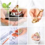 Invest In Real Estate. Business Collage Stock Photo