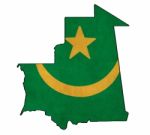 Mauritania Map On Mauritania  Flag Drawing ,grunge And Retro Fla Stock Photo