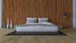 3ds Bed And Bamboo Wall Stock Photo