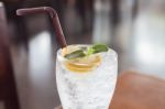 Glass Of Iced Honey Lemon Soda Stock Photo