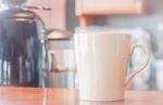 Coffee Mug In Coffee Shop Stock Photo