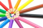 Color Pencil In Circle Stock Photo