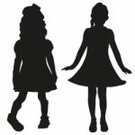 Silhouettes Of Kids Stock Photo