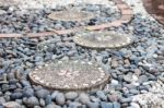 Garden Stone Path With Pebble Stone Stock Photo