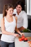 Couple In Kitchen Stock Photo