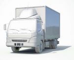 3d White Delivery Truck Icon Stock Photo