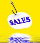 Sales On Hook Displays Great Clearances And Promos Stock Photo