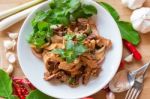 Spicy Grilled Pork Salad Stock Photo