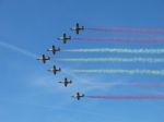 Aircrafts With Red And Yellow Stripes Stock Photo