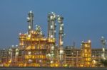 Evening Scene Of Chemical Plant Stock Photo