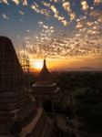 Sunset Over Religious Temples Stock Photo