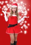 Woman Santa Claus Stock Photo