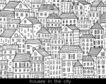 Houses In The City Sketch Doodle Style Stock Photo