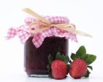 Strawberries And Jam Bottle Stock Photo